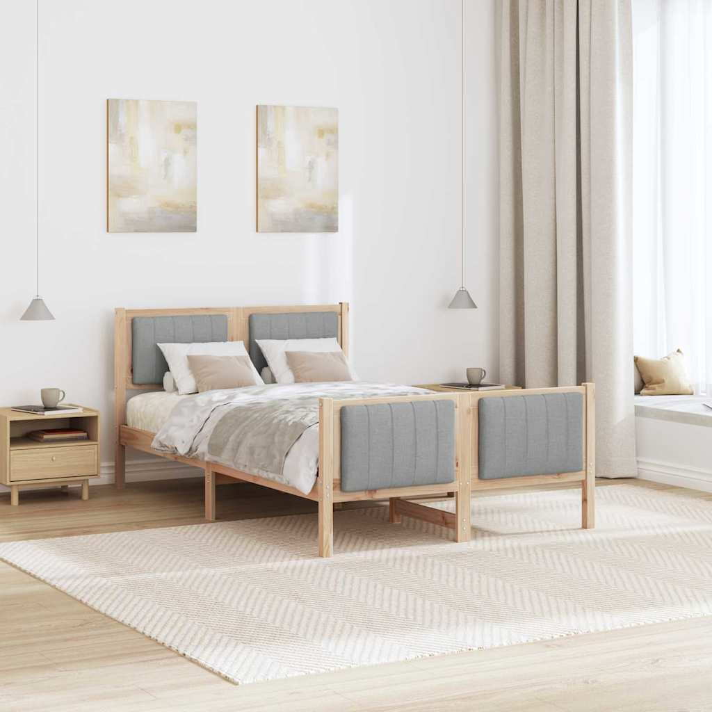 Sengestel Brun og lys grå 120 x 190 cm Massivt fyrretræ