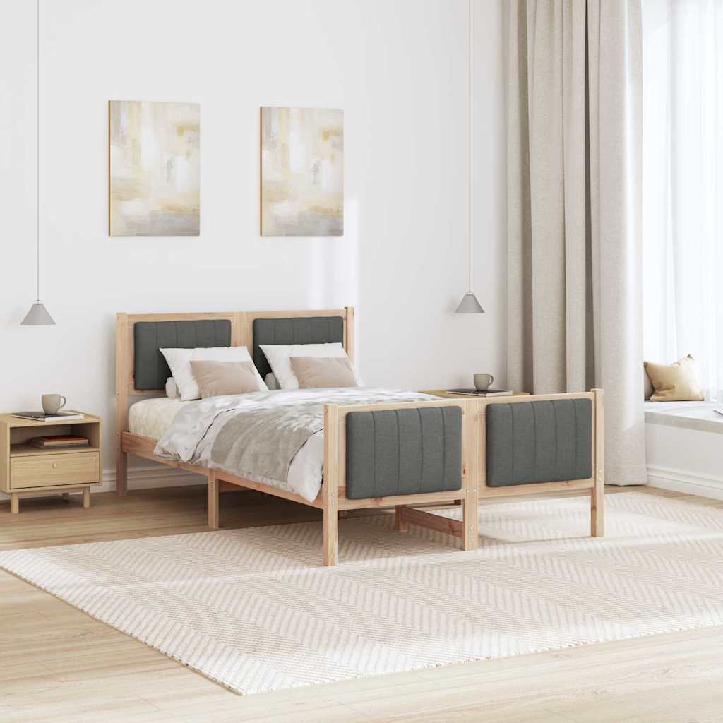 Sengestel brun og mørkegrå 120 x 190 cm Massivt fyrretræ