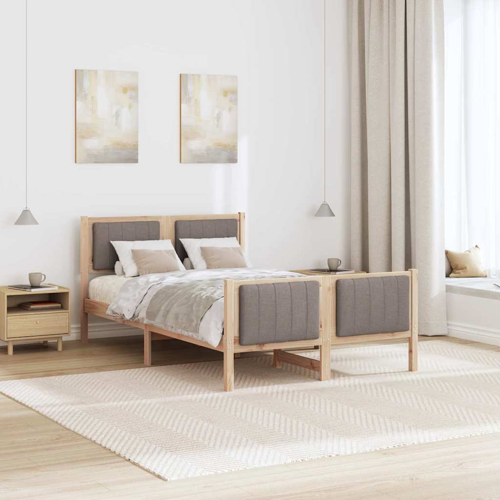 Sengestel Brun og taupe 120 x 190 cm Massivt fyrretræ