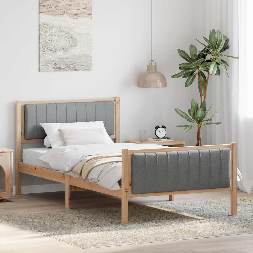 Sengestel Brun og lys grå 100 x 200 cm Massivt fyrretræ