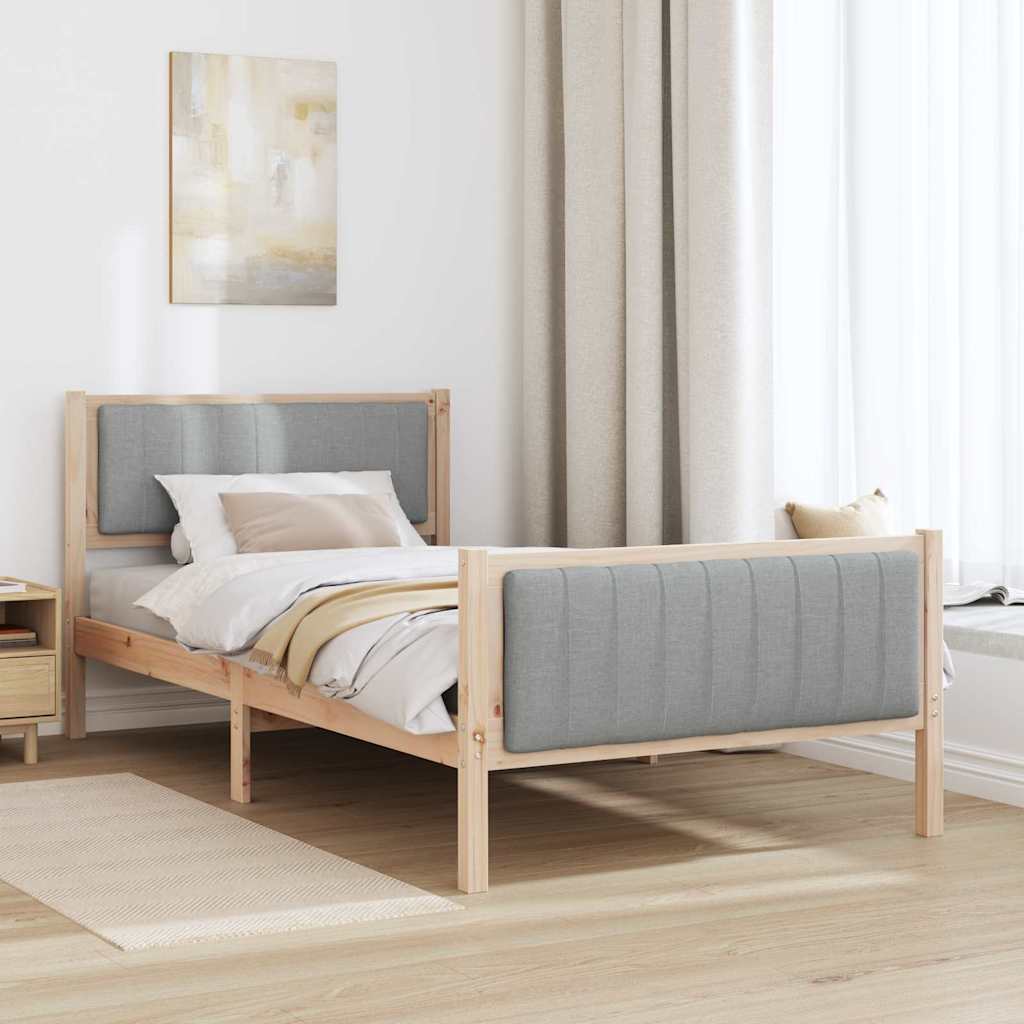 Sengestel Brun og lys grå 100 x 200 cm Massivt fyrretræ