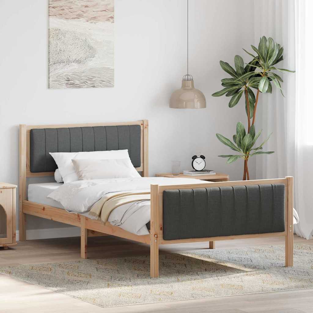 Sengestel brun og mørkegrå 100 x 200 cm Massivt fyrretræ