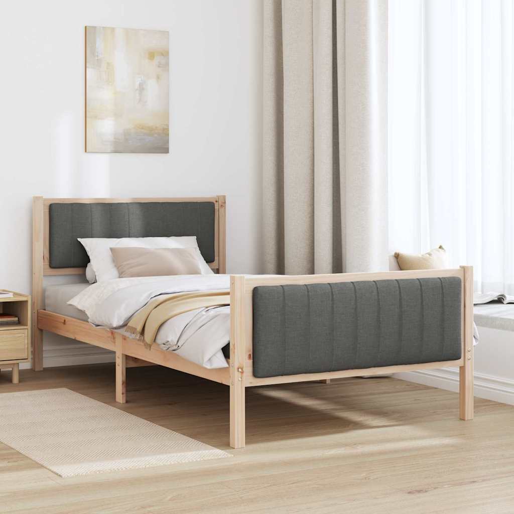 Sengestel brun og mørkegrå 100 x 200 cm Massivt fyrretræ
