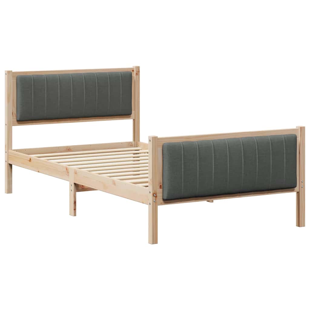 Sengestel brun og mørkegrå 100 x 200 cm Massivt fyrretræ