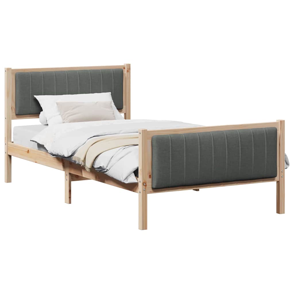 Sengestel brun og mørkegrå 100 x 200 cm Massivt fyrretræ