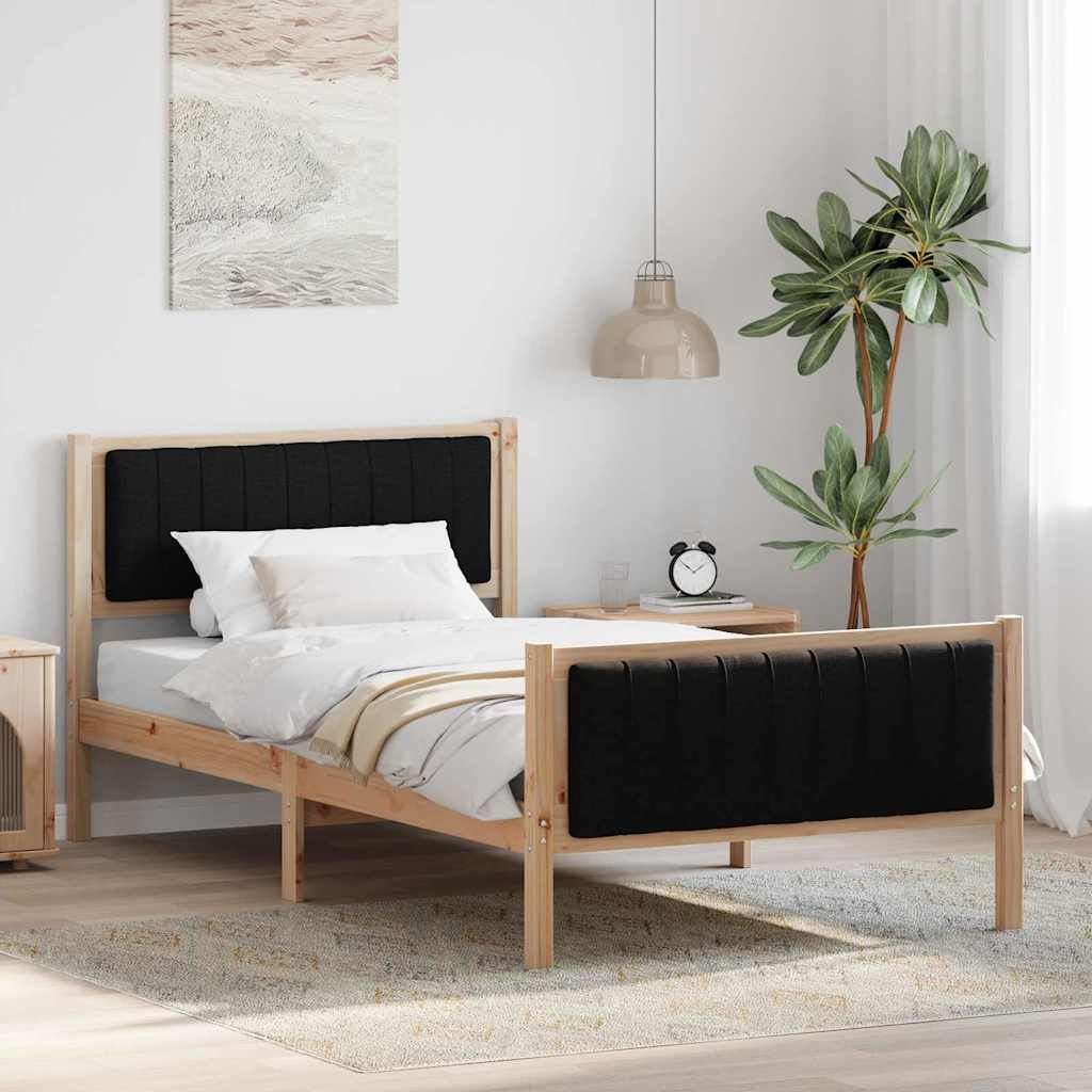 Sengestel Brun og sort 100 x 200 cm Massivt fyrretræ