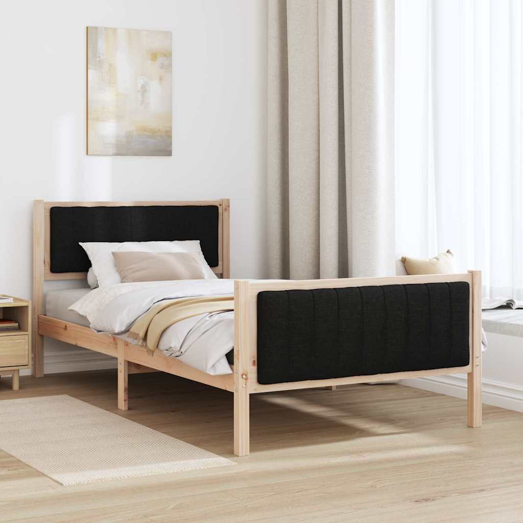Sengestel Brun og sort 100 x 200 cm Massivt fyrretræ