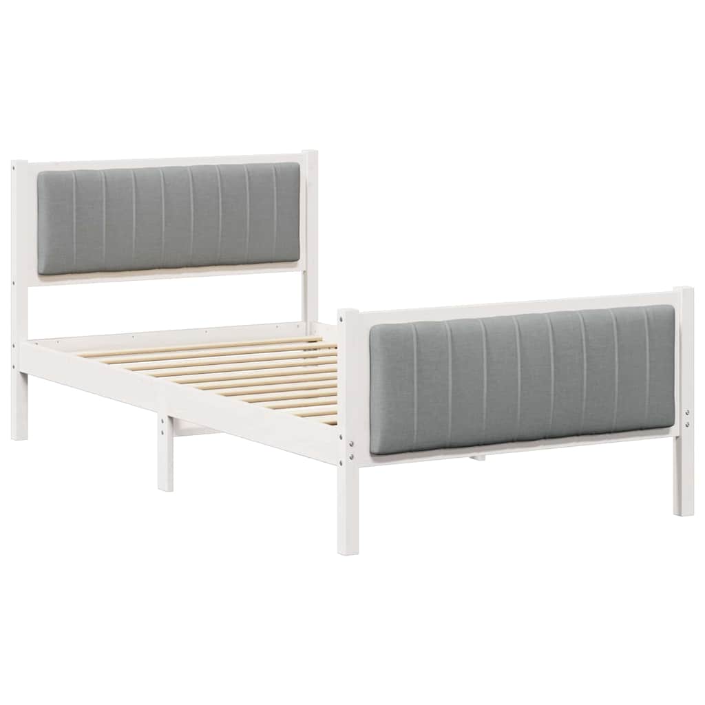 Sengestel Hvid og lys grå 100 x 200 cm Massivt fyrretræ