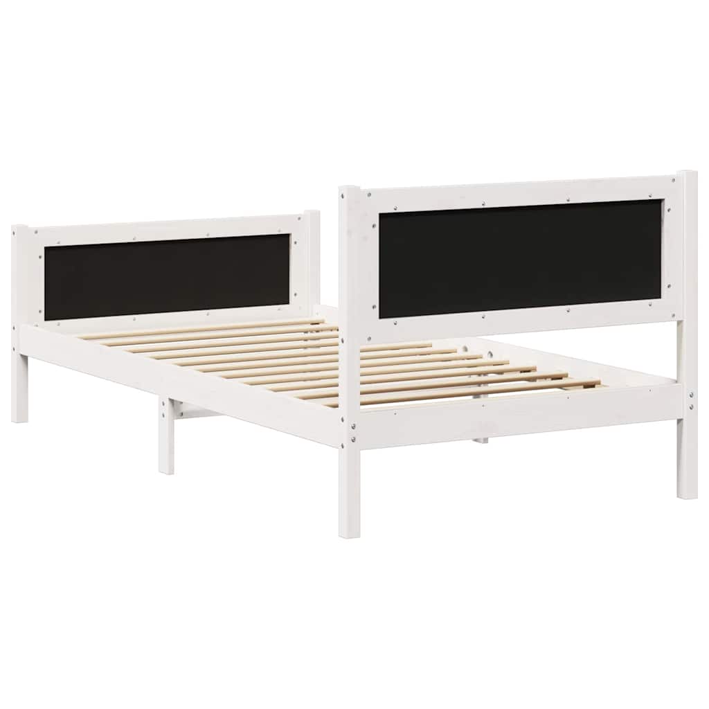 Sengestel Hvid og lys grå 100 x 200 cm Massivt fyrretræ