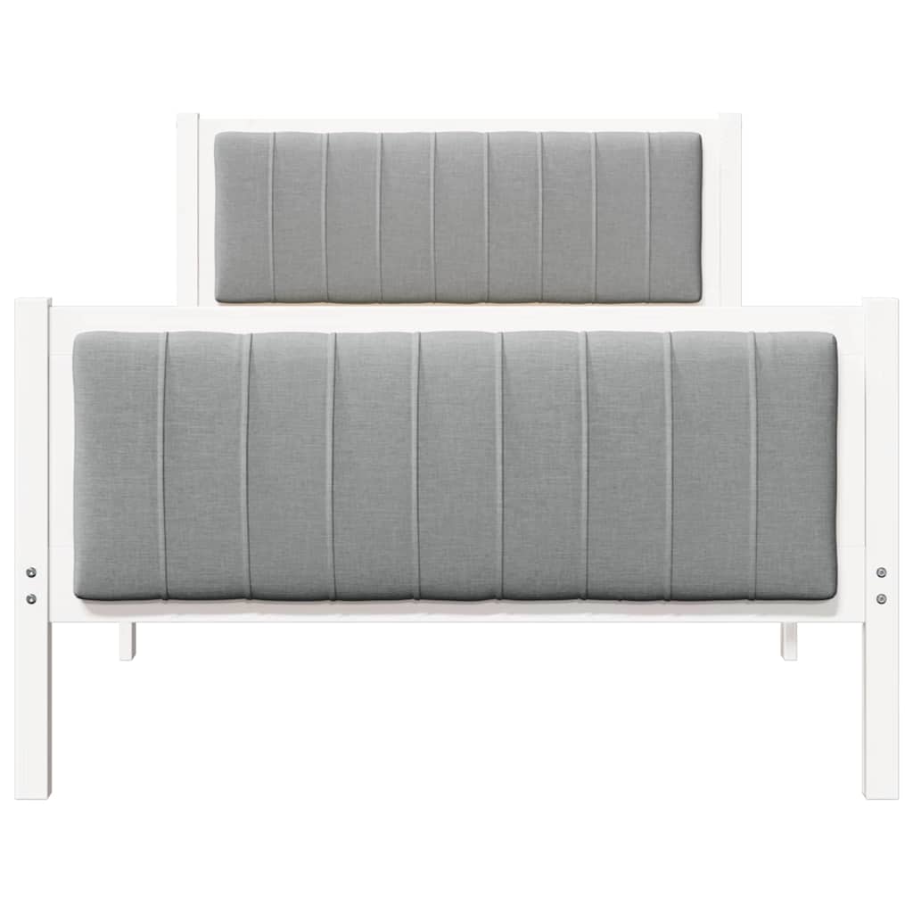 Sengestel Hvid og lys grå 100 x 200 cm Massivt fyrretræ