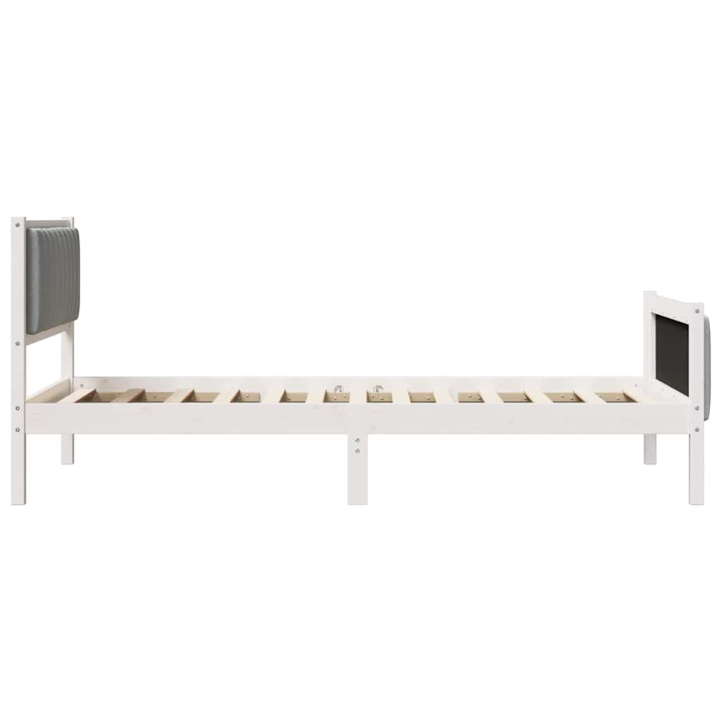 Sengestel Hvid og lys grå 100 x 200 cm Massivt fyrretræ