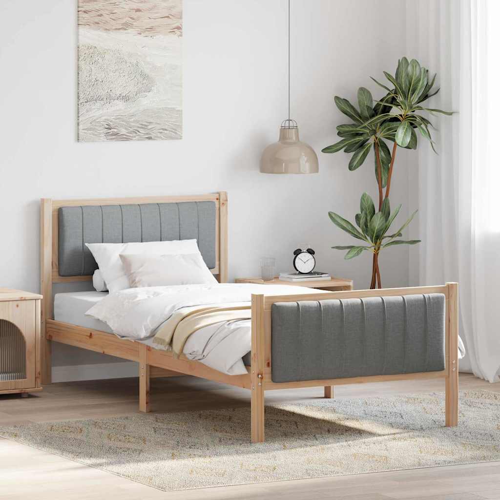 Sengestel Brun og lys grå 90 x 200 cm Massivt fyrretræ