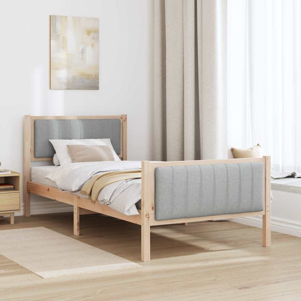 Sengestel Brun og lys grå 90 x 200 cm Massivt fyrretræ