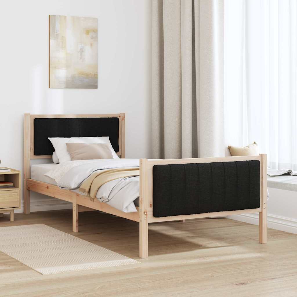 Sengestel Brun og sort 90 x 200 cm Massivt fyrretræ