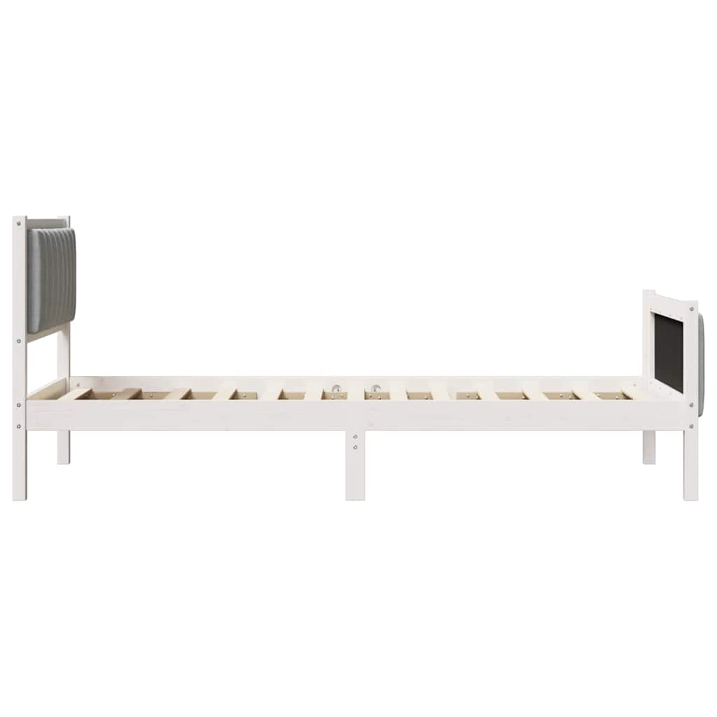 Sengestel Hvid og lys grå 90 x 200 cm Massivt fyrretræ