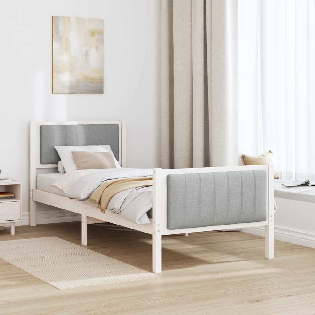Sengestel Hvid og lys grå 80 x 200 cm Massivt fyrretræ