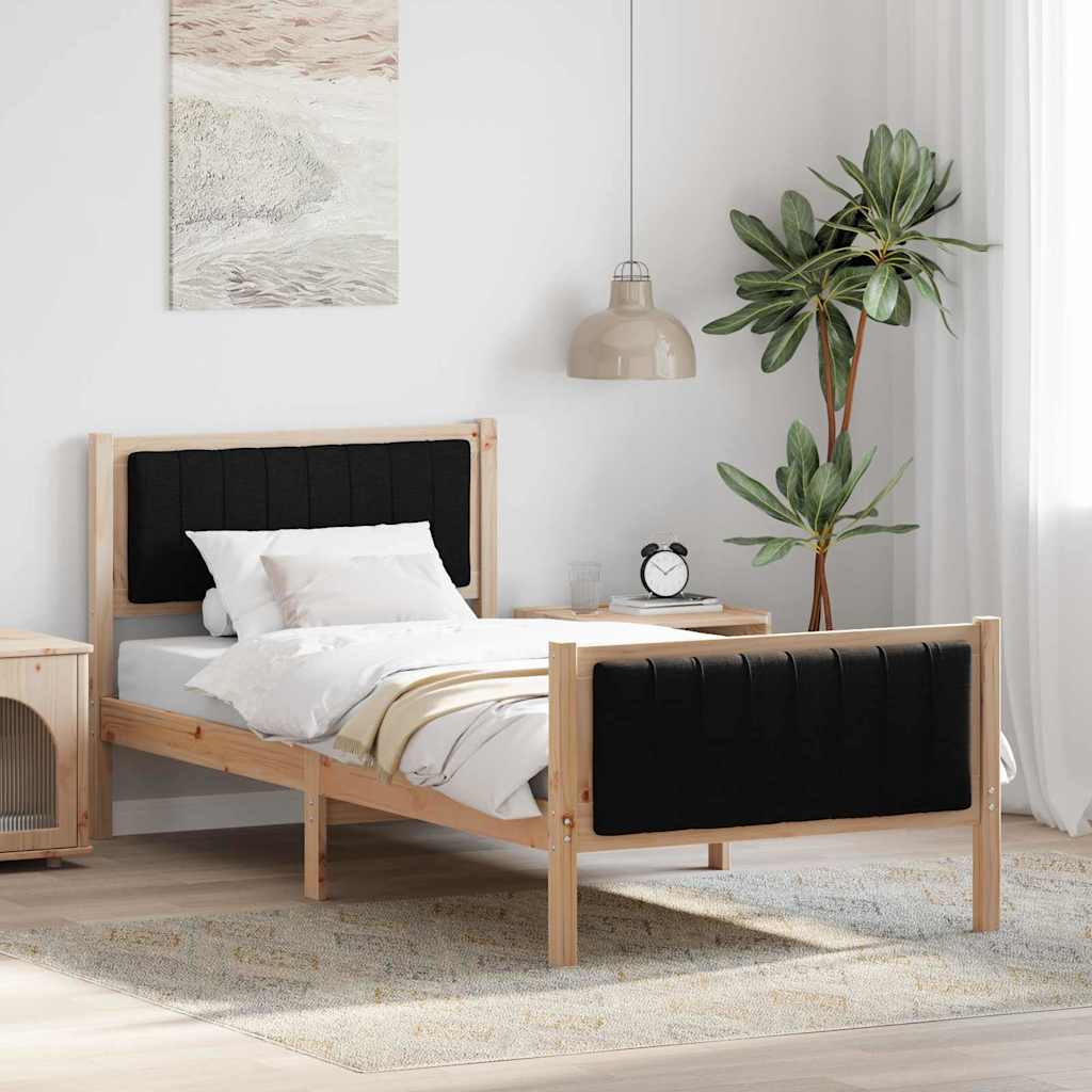 Sengestel Brun og sort 90 x 190 cm Massivt fyrretræ