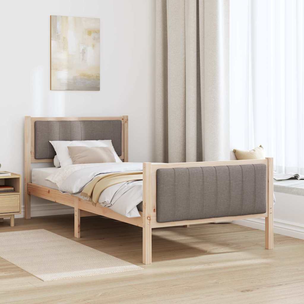 Sengestel Brun og taupe 90 x 190 cm Massivt fyrretræ
