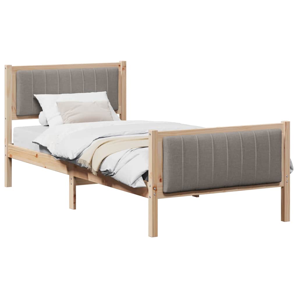 Sengestel Brun og taupe 90 x 190 cm Massivt fyrretræ
