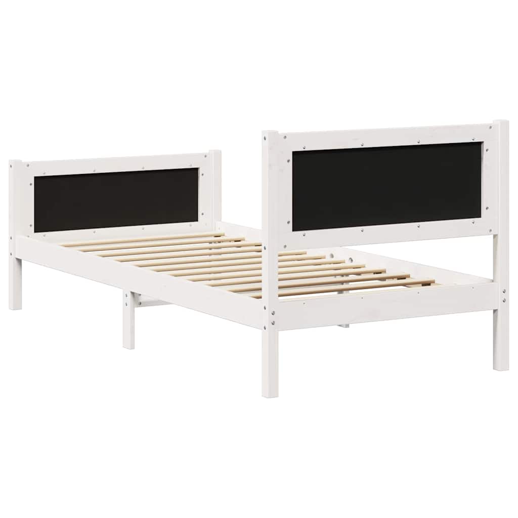 Sengestel Hvid og lys grå 90 x 190 cm Massivt fyrretræ