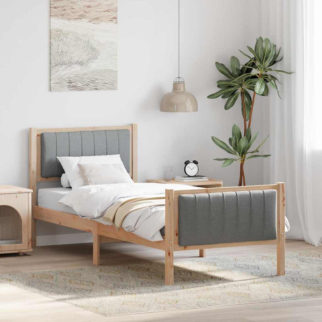 Sengestel Brun og lys grå 75 x 190 cm Massivt fyrretræ