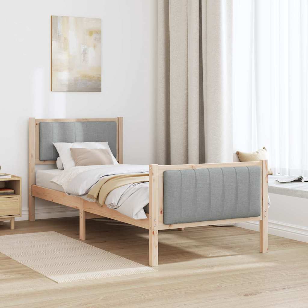 Sengestel Brun og lys grå 75 x 190 cm Massivt fyrretræ