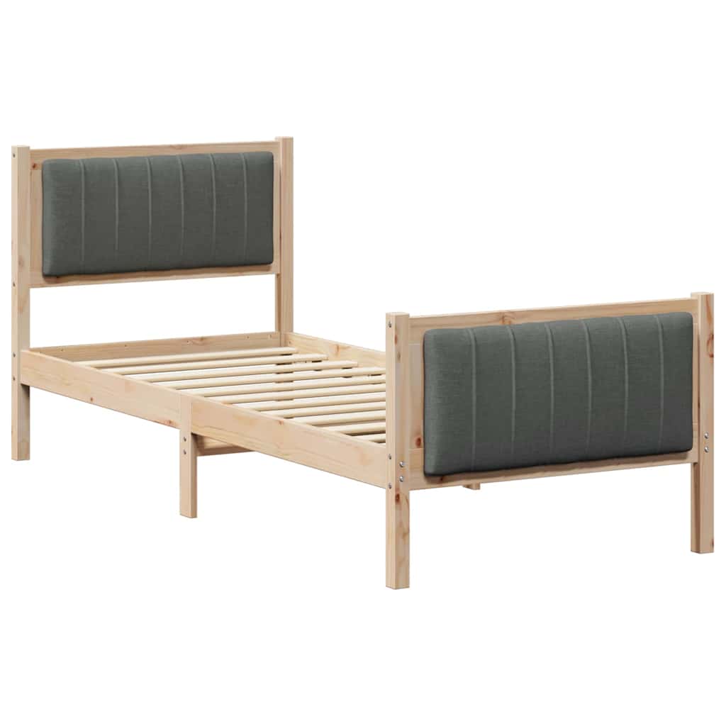 Sengestel brun og mørkegrå 75 x 190 cm Massivt fyrretræ