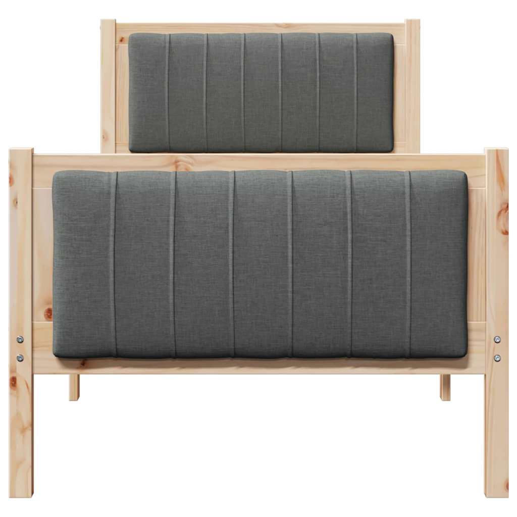Sengestel brun og mørkegrå 75 x 190 cm Massivt fyrretræ
