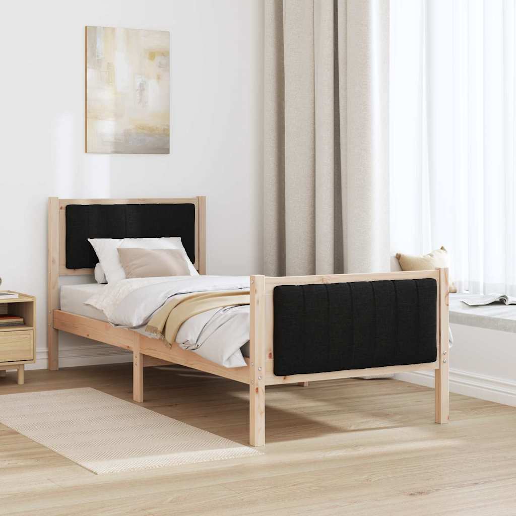 Sengestel Brun og sort 75 x 190 cm Massivt fyrretræ