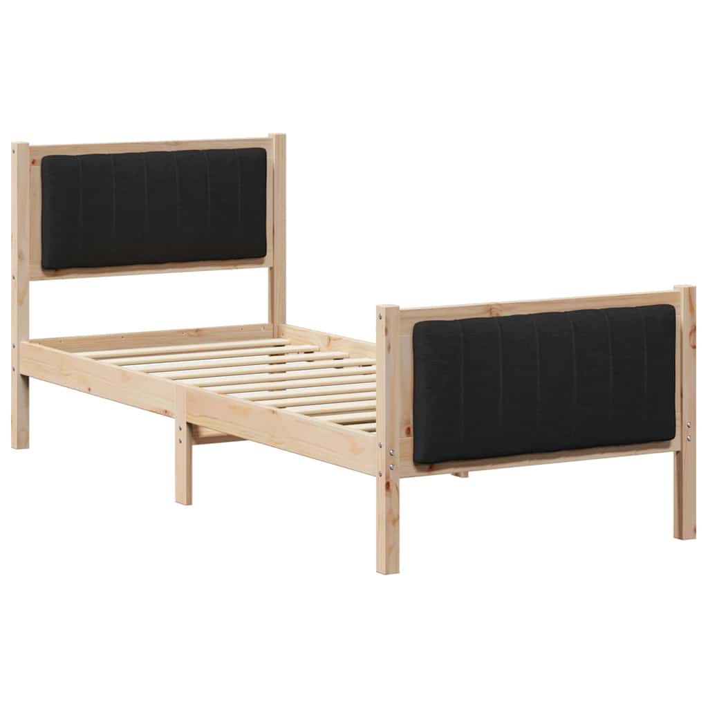 Sengestel Brun og sort 75 x 190 cm Massivt fyrretræ