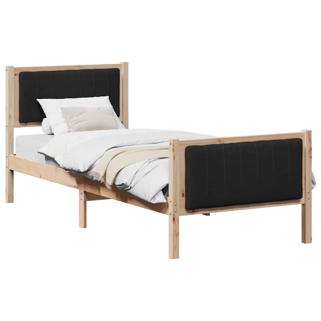 Sengestel Brun og sort 75 x 190 cm Massivt fyrretræ