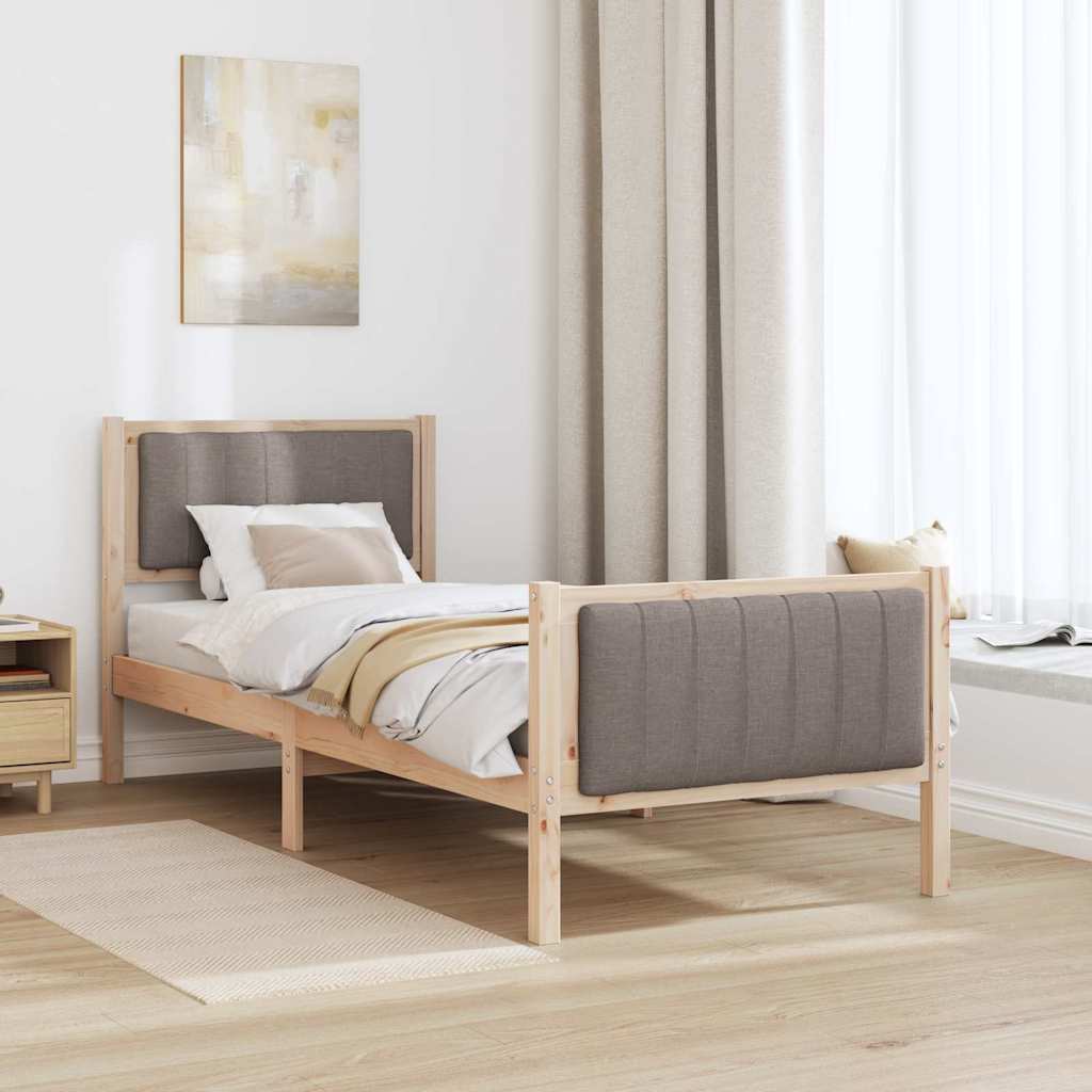 Sengestel Brun og taupe 75 x 190 cm Massivt fyrretræ