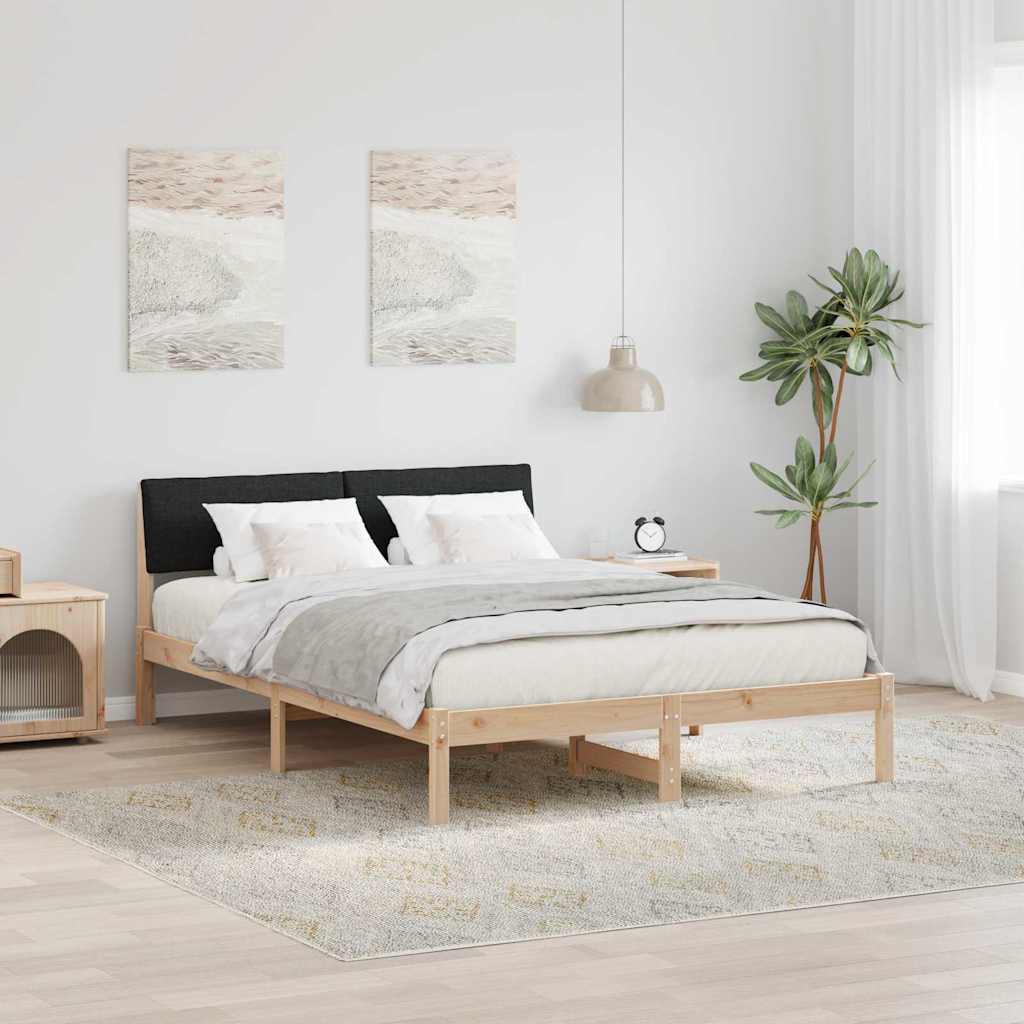 Sengestel Brun og sort 150 x 200 cm Massivt fyrretræ
