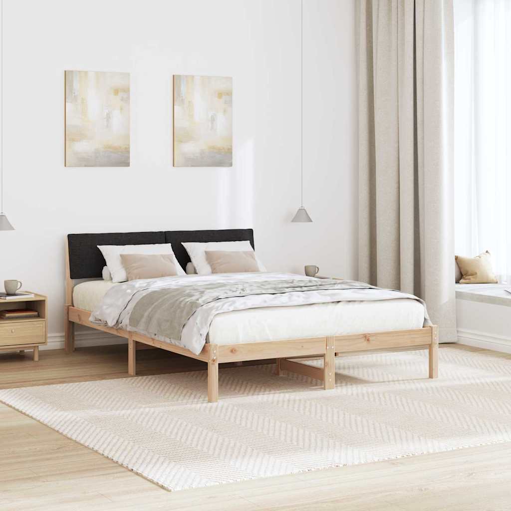 Sengestel Brun og sort 150 x 200 cm Massivt fyrretræ