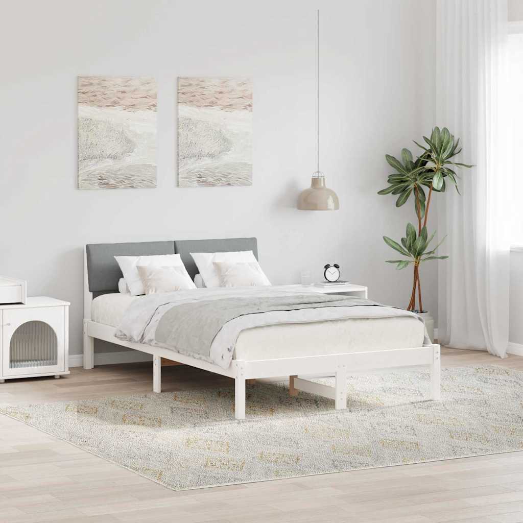 Sengestel Hvid og lys grå 120 x 200 cm Massivt fyrretræ