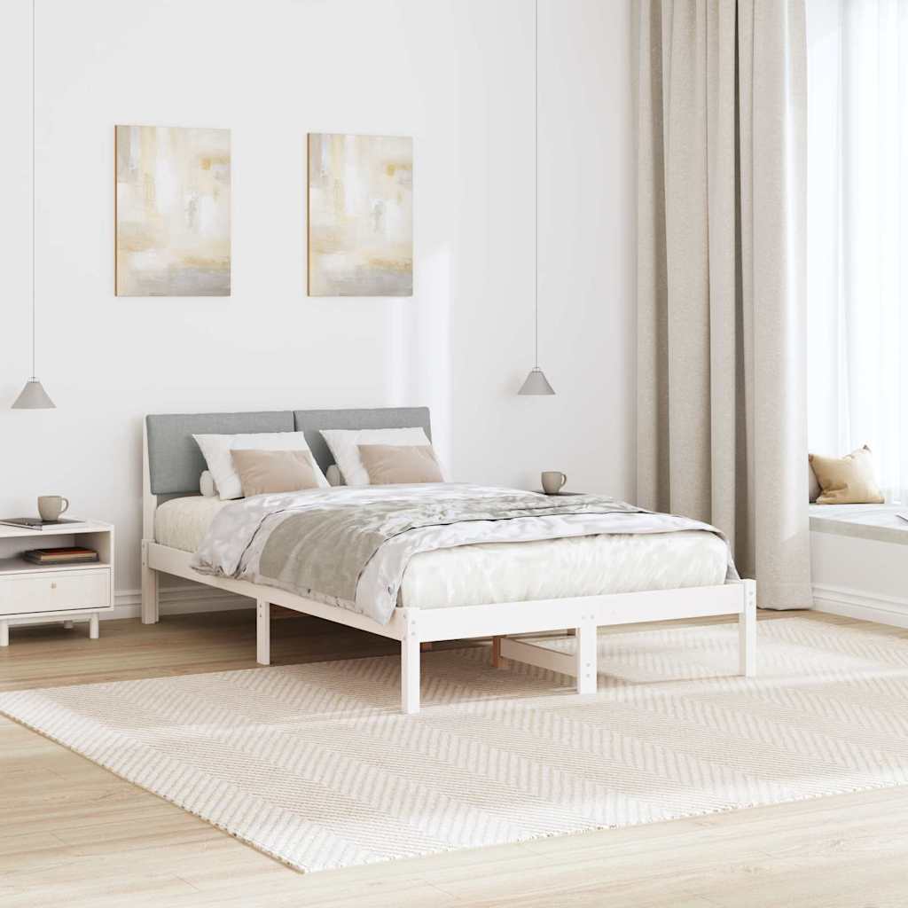 Sengestel Hvid og lys grå 120 x 200 cm Massivt fyrretræ