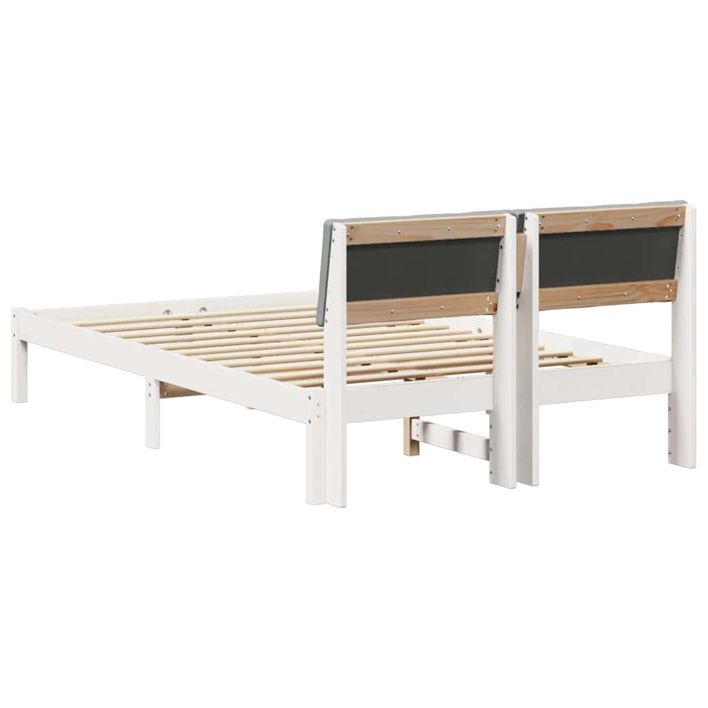 Sengestel Hvid og lys grå 120 x 200 cm Massivt fyrretræ