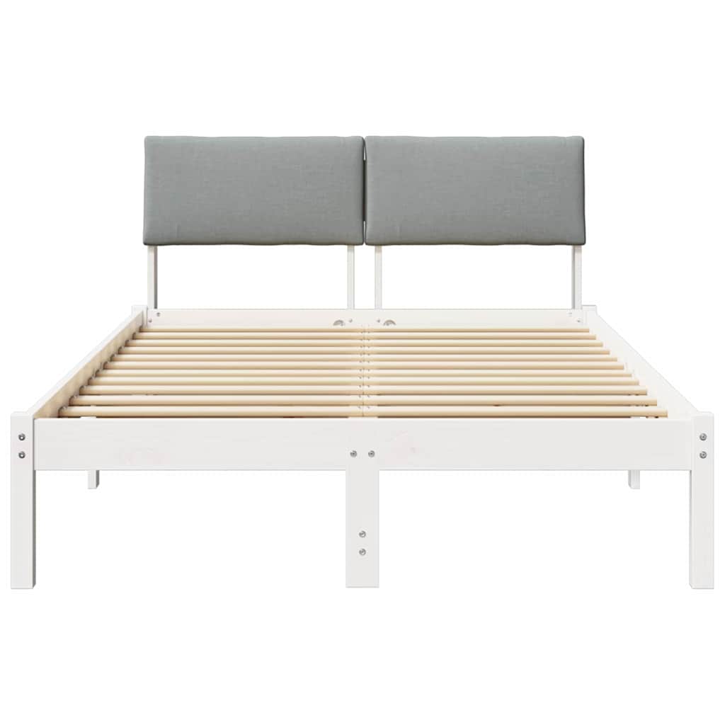 Sengestel Hvid og lys grå 120 x 200 cm Massivt fyrretræ