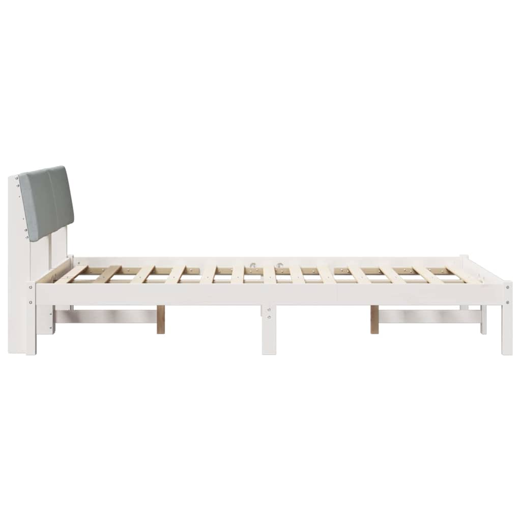 Sengestel Hvid og lys grå 120 x 200 cm Massivt fyrretræ