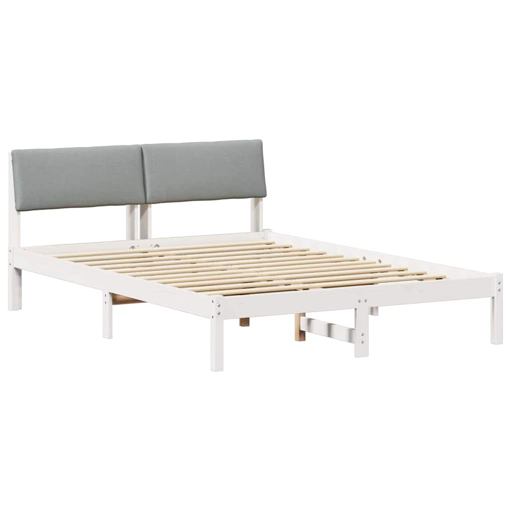Sengestel Hvid og lys grå 140 x 190 cm Massivt fyrretræ