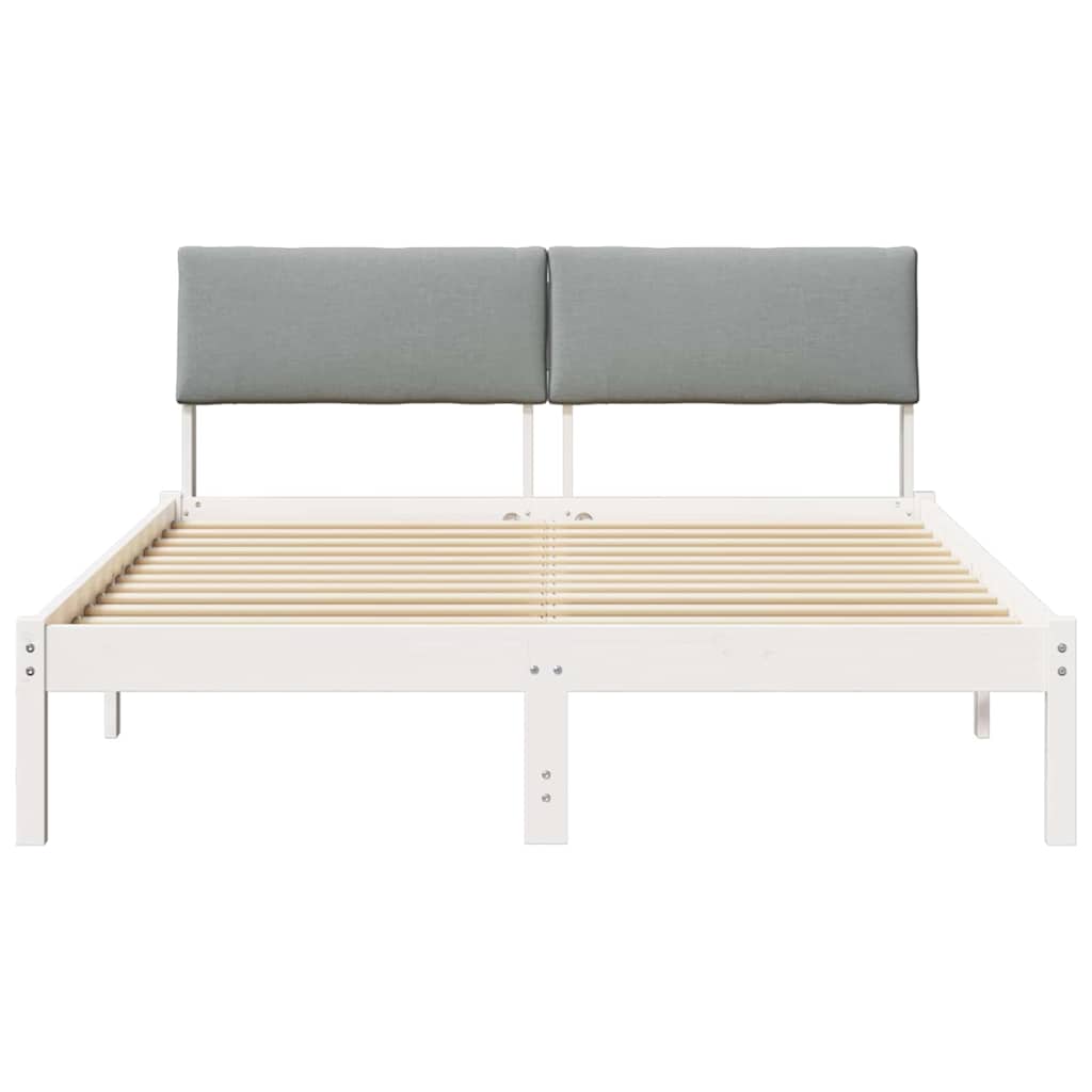 Sengestel Hvid og lys grå 140 x 190 cm Massivt fyrretræ
