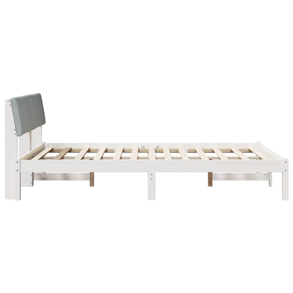Sengestel Hvid og lys grå 140 x 190 cm Massivt fyrretræ