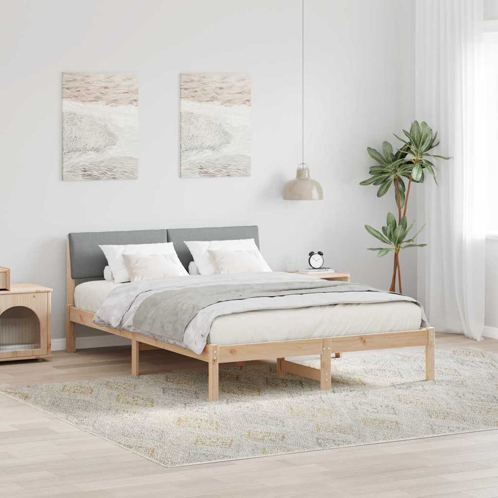 Sengestel Brun og lys grå 135 x 190 cm Massivt fyrretræ
