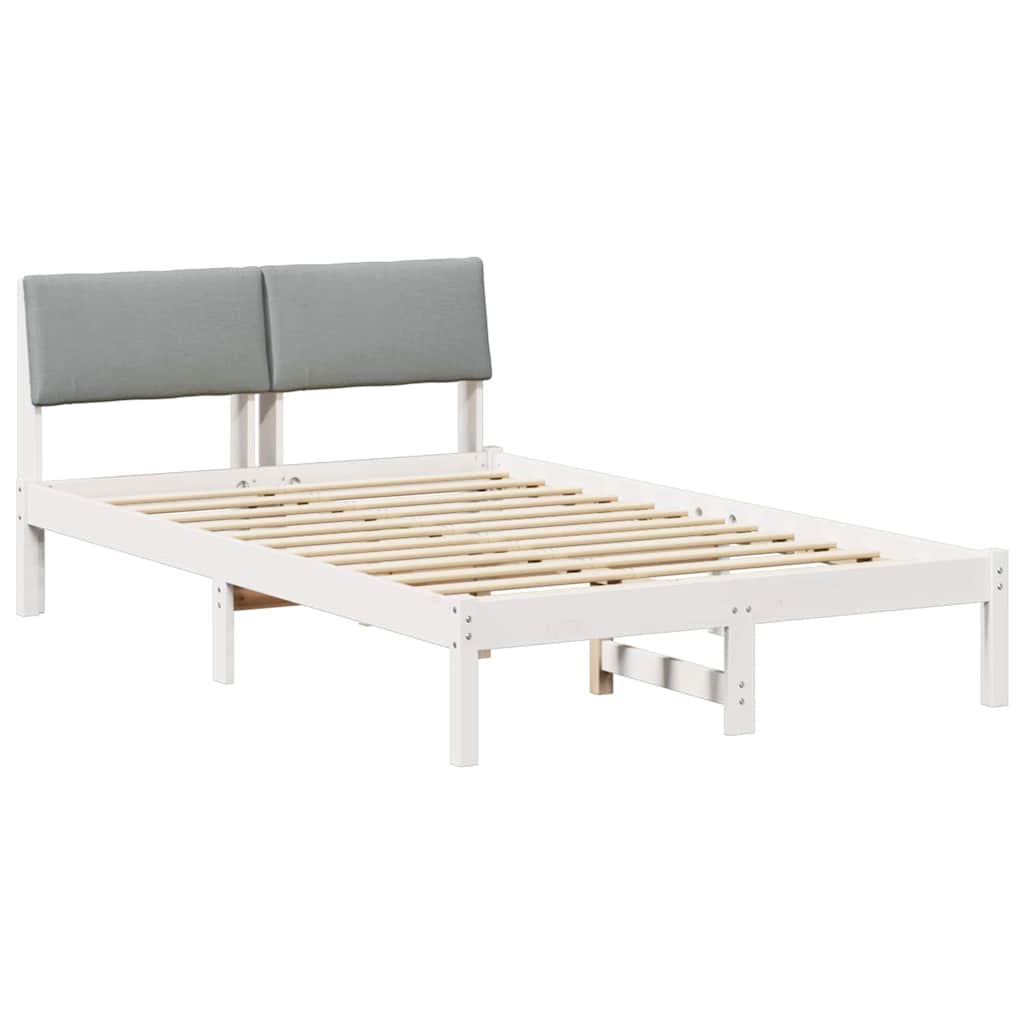 Sengestel Hvid og lys grå 120 x 190 cm Massivt fyrretræ
