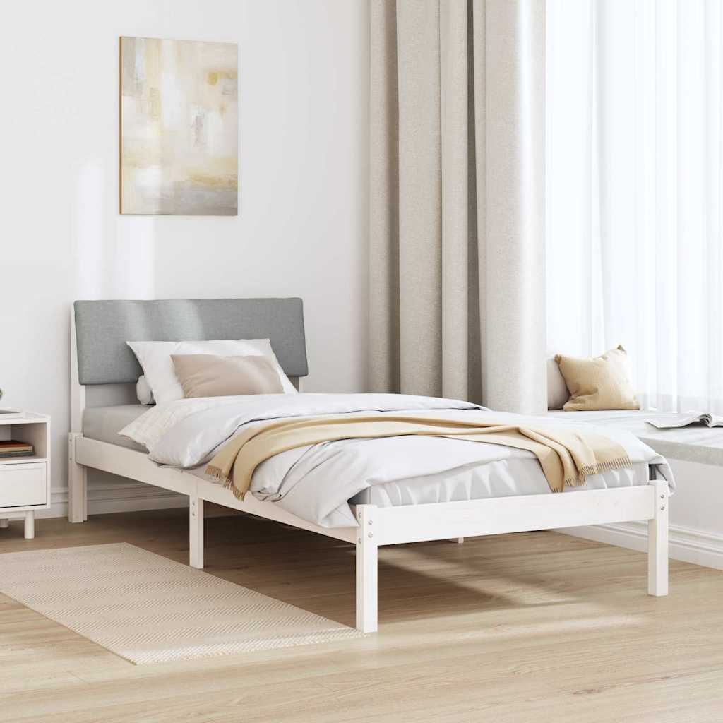Sengestel Hvid og lys grå 100 x 200 cm Massivt fyrretræ