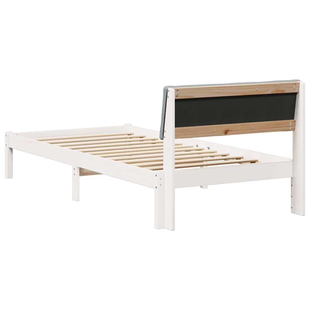 Sengestel Hvid og lys grå 100 x 200 cm Massivt fyrretræ