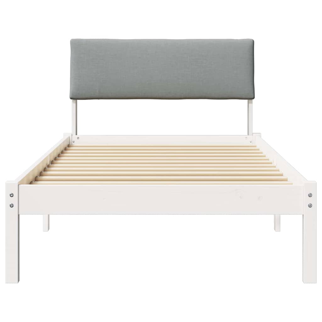 Sengestel Hvid og lys grå 100 x 200 cm Massivt fyrretræ