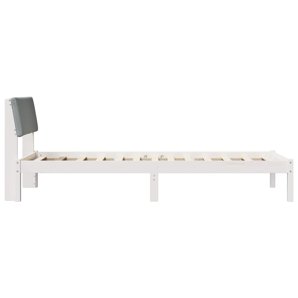 Sengestel Hvid og lys grå 100 x 200 cm Massivt fyrretræ