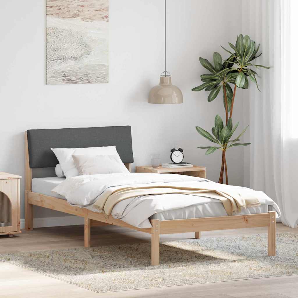 Sengestel brun og mørkegrå 90 x 200 cm Massivt fyrretræ