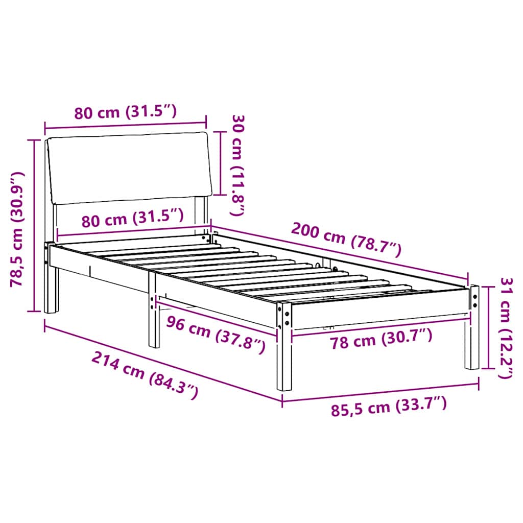 Sengestel Brun og taupe 80 x 200 cm Massivt fyrretræ